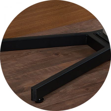 X-shaped metal table base.